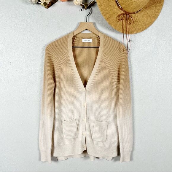 NAADAM Cashmere Ombre Cardigan Ribbed Knit Button Front Size Small - Picture 7 of 8